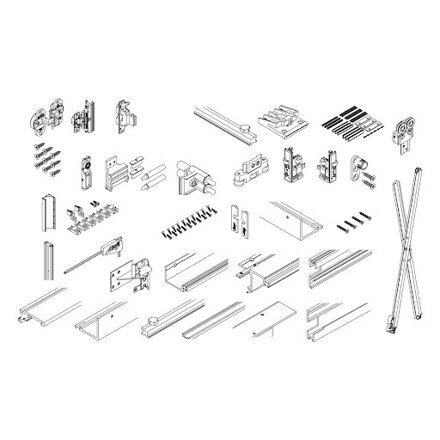 Hawa Folding Concepta 25, H 1250-1850 mm, set pre pravé krídla, eloxovaný hliník