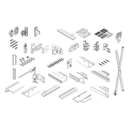 Hawa Folding Concepta 25, H 1851-2600 mm, set pre ľavé krídla, eloxovaný hliník